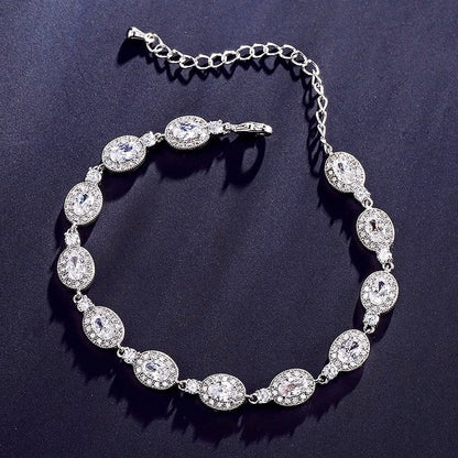 Alexa - Cubic Zirconia Bridal Bracelet - Available in Silver, Rose Gold and Yellow Gold