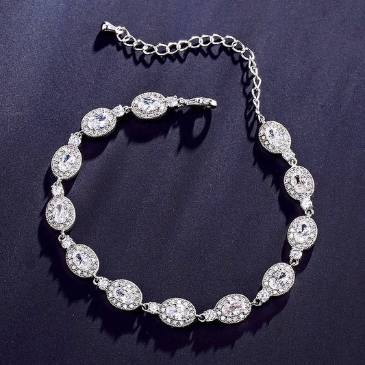 Alexa - Cubic Zirconia Bridal Bracelet - Available in Silver, Rose Gold and Yellow Gold