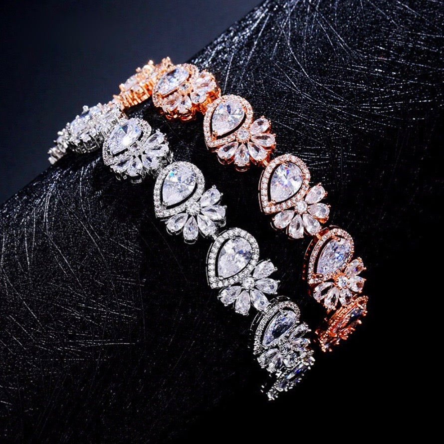 Maureen - Cubic Zirconia Bridal Bracelet - Available in Rose Gold and Silver
