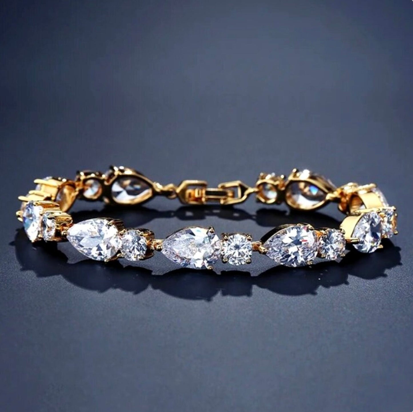 Colette - Cubic Zirconia Bridal Bracelet - Available in Silver, Rose Gold and Yellow Gold