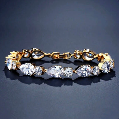 Colette - Cubic Zirconia Bridal Bracelet - Available in Silver, Rose Gold and Yellow Gold