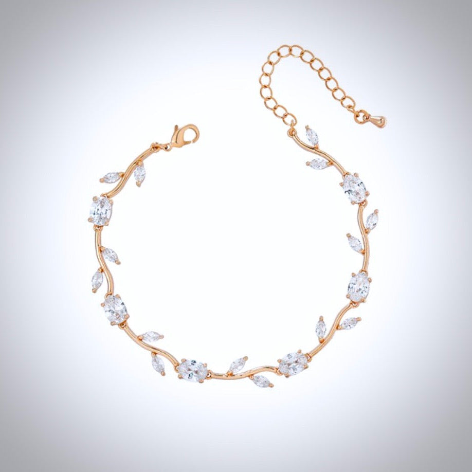 Bethany - Cubic Zirconia Bridal Bracelet - Available in Silver, Rose Gold and Yellow Gold