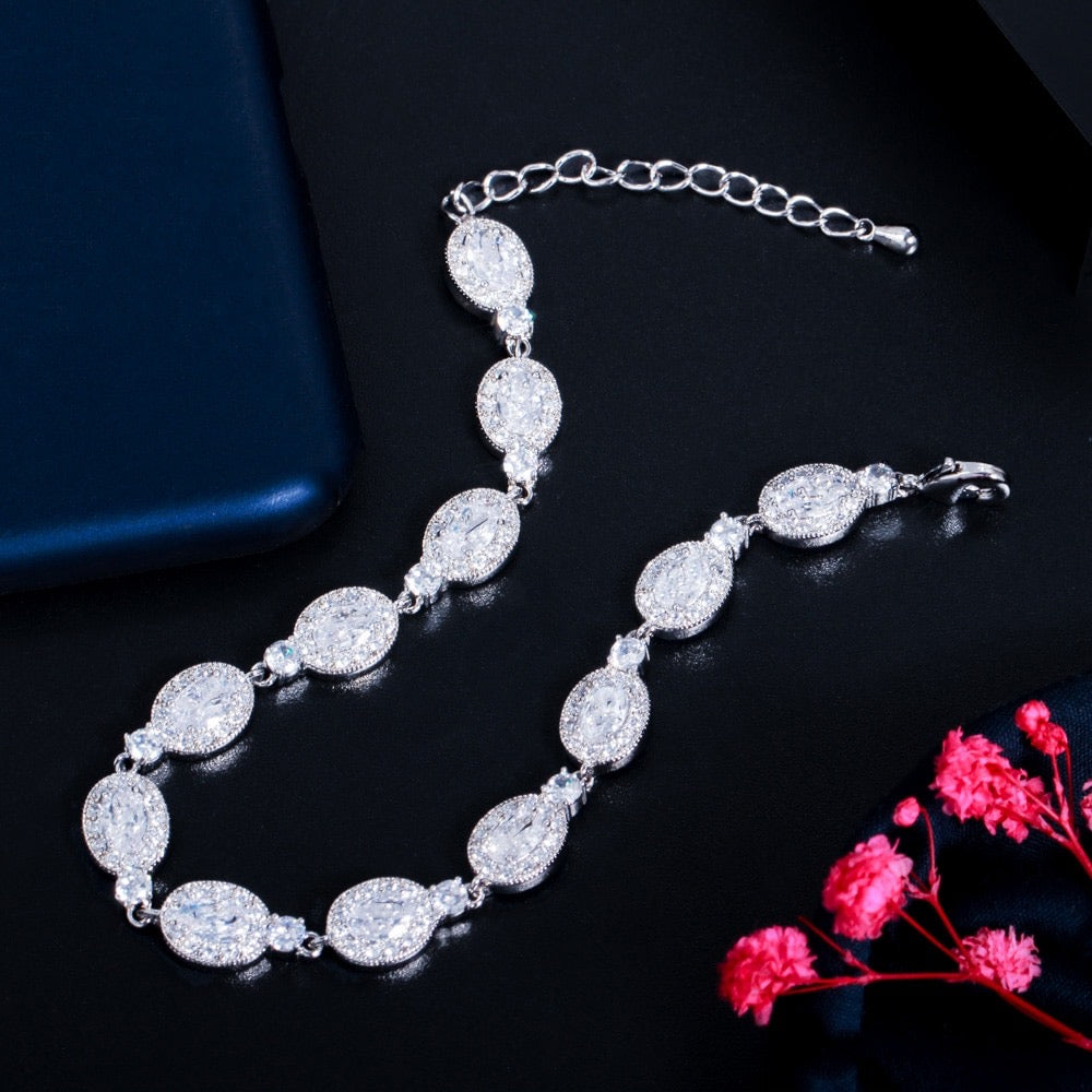 Alexa - Cubic Zirconia Bridal Bracelet - Available in Silver, Rose Gold and Yellow Gold