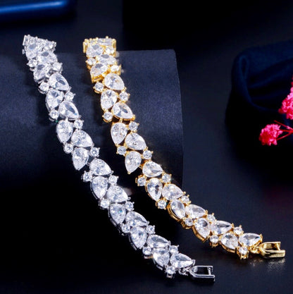 Jessica - Cubic Zirconia Bridal Bracelet - Available in Silver, Rose Gold and Yellow Gold