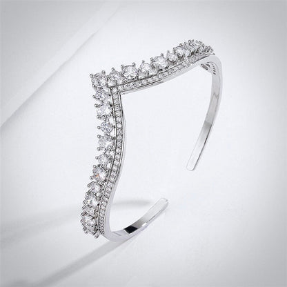 "Morena" - V-Shaped Cubic Zirconia Bridal Bracelet
