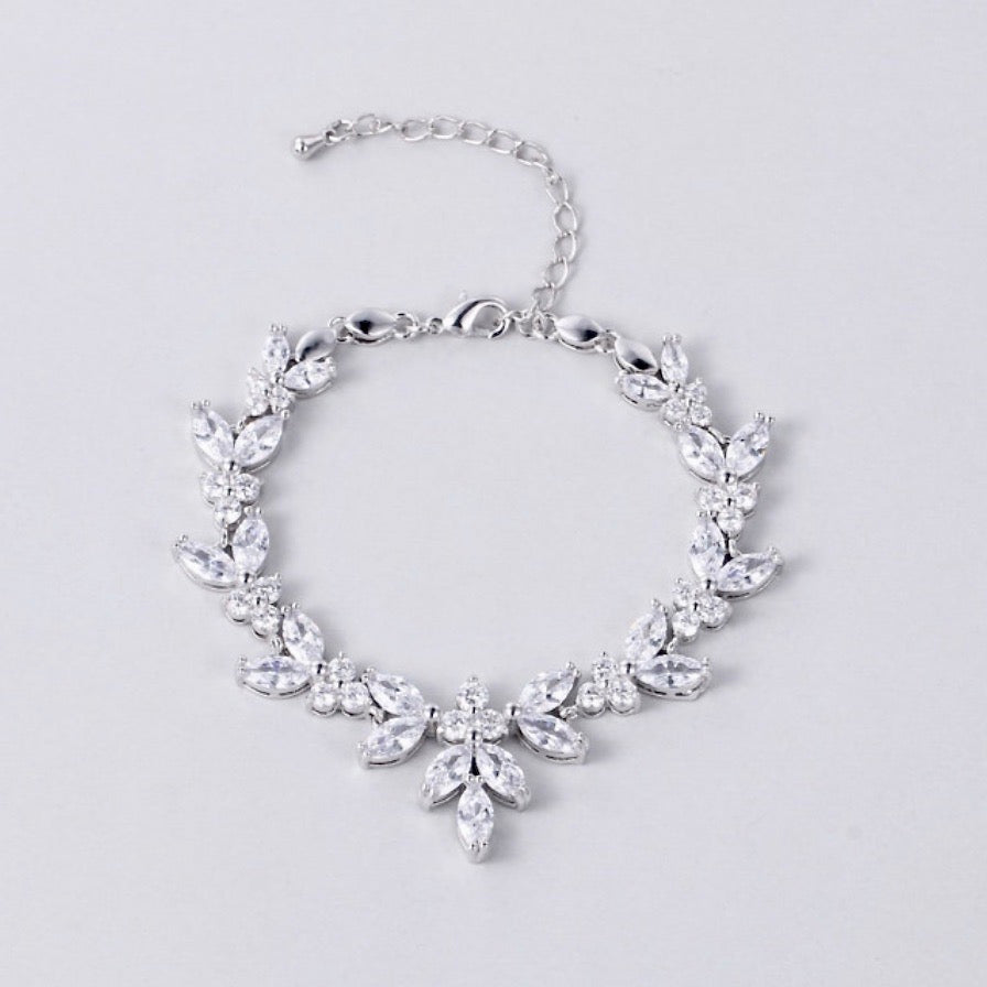 Patricia - Cubic Zirconia Bridal Bracelet - Available in Silver, Rose Gold and Yellow Gold