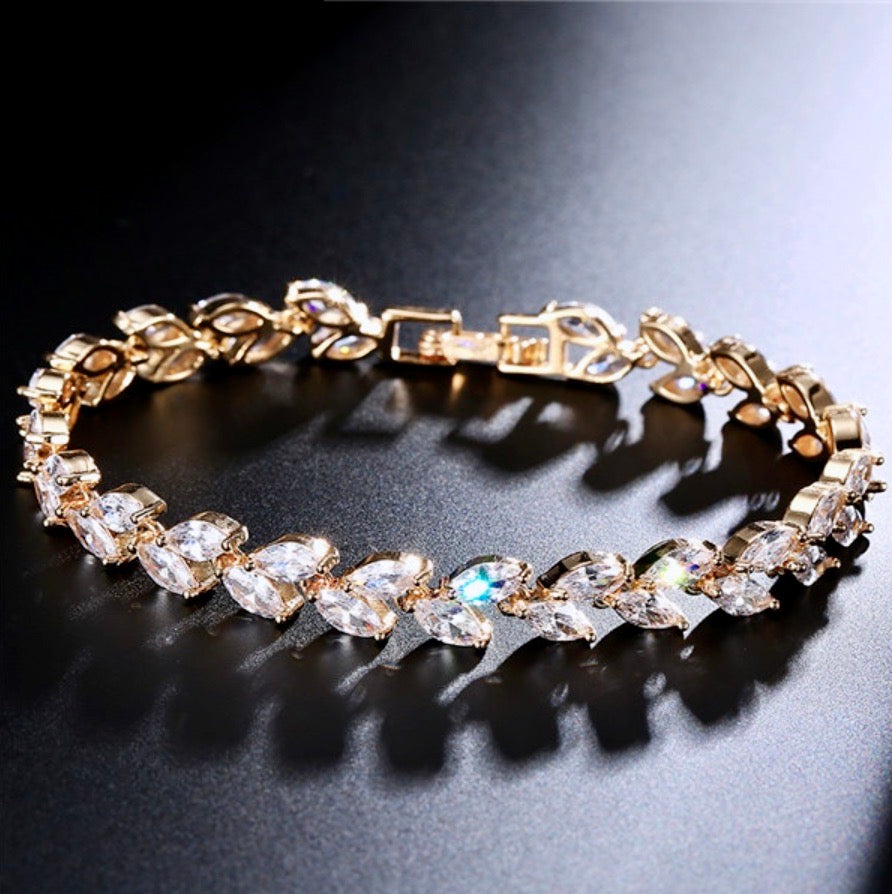 Rebecca - Cubic Zirconia Bridal Bracelet - Available in Silver, Rose Gold and Yellow Gold
