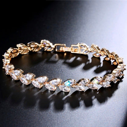 Rebecca - Cubic Zirconia Bridal Bracelet - Available in Silver, Rose Gold and Yellow Gold
