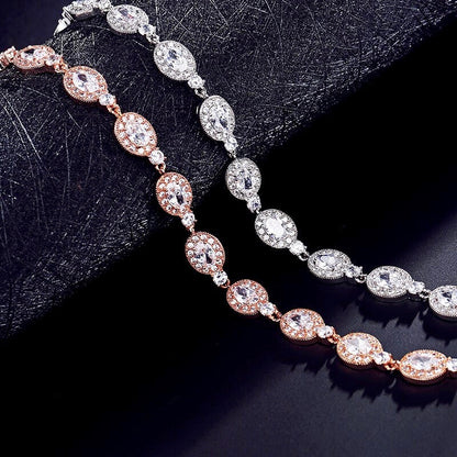 Alexa - Cubic Zirconia Bridal Bracelet - Available in Silver, Rose Gold and Yellow Gold