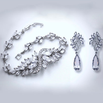 "Azalea" - Cubic Zirconia Bridal Bracelet and Earrings Set