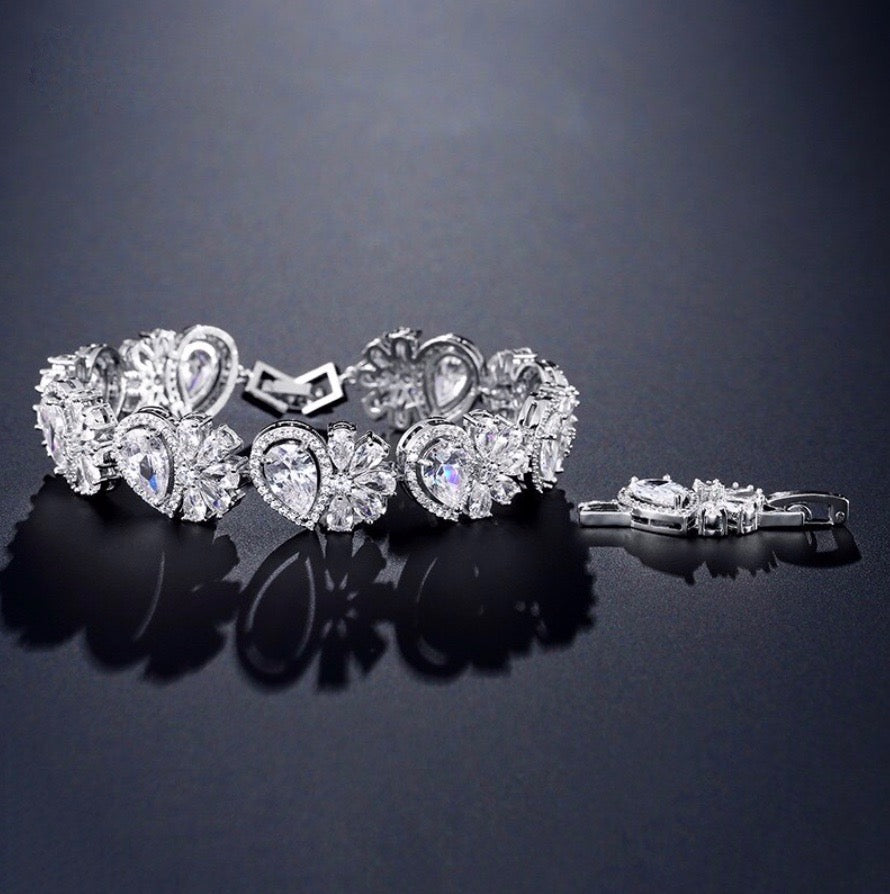 Maureen - Cubic Zirconia Bridal Bracelet - Available in Rose Gold and Silver