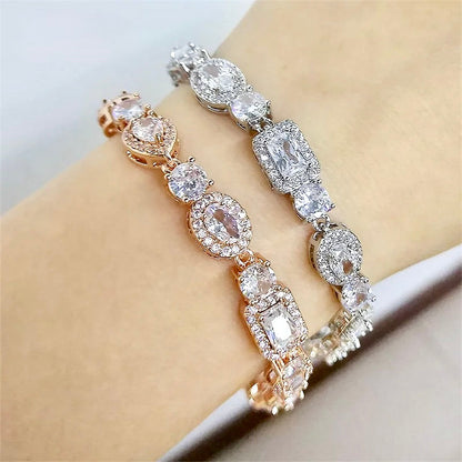 Zoysia - Cubic Zirconia Bridal Bracelet - Available in Silver, Rose Gold and Yellow Gold