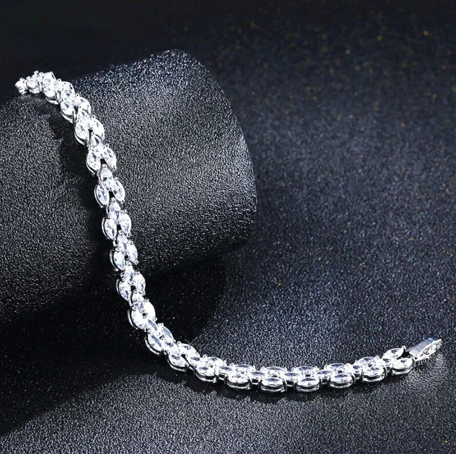 Harmony - Cubic Zirconia Bridal Bracelet - Available in Silver, Rose Gold and Yellow Gold