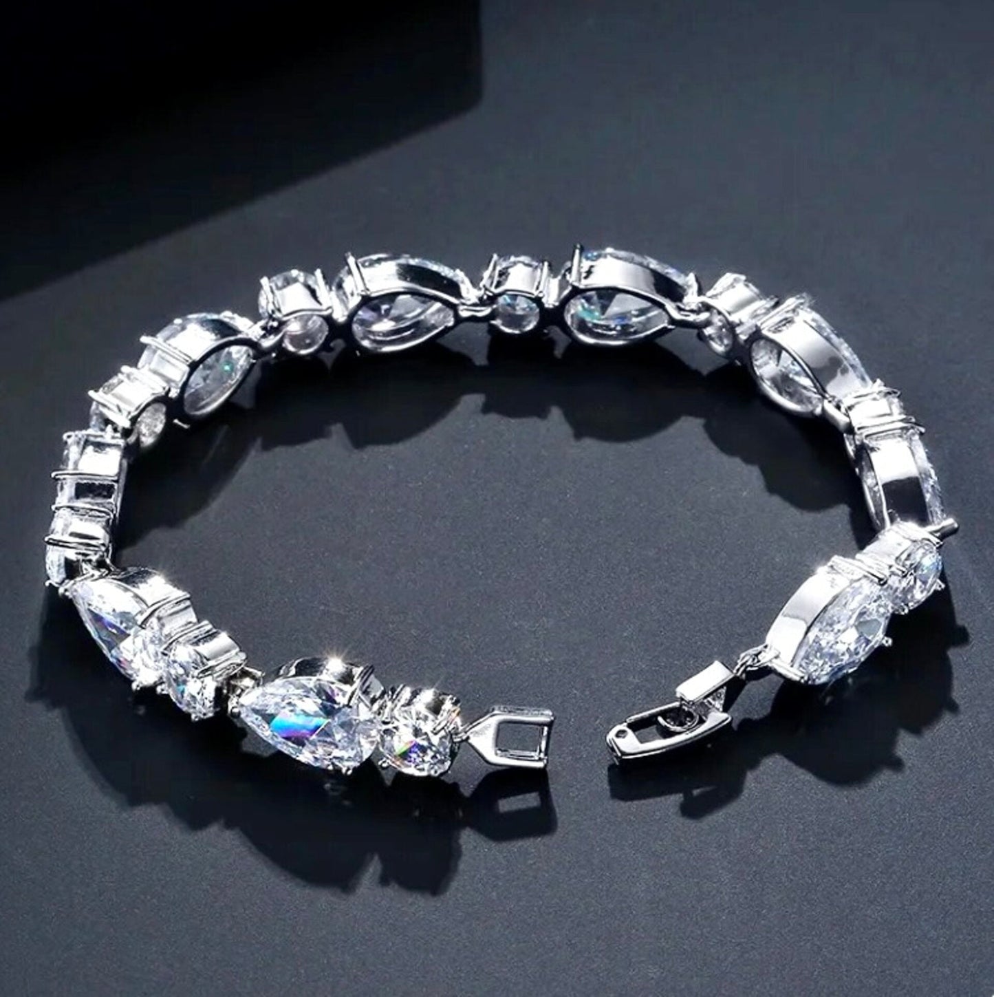Colette - Cubic Zirconia Bridal Bracelet - Available in Silver, Rose Gold and Yellow Gold
