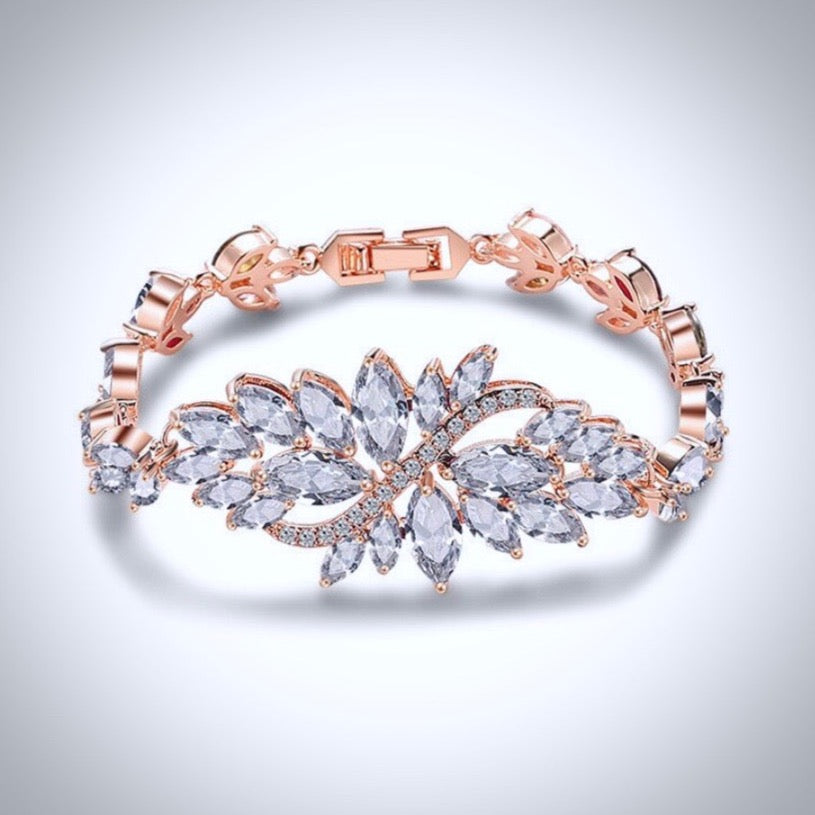 Luana - Cubic Zirconia Bridal Bracelet - Available in Yellow Gold, Silver and Rose Gold
