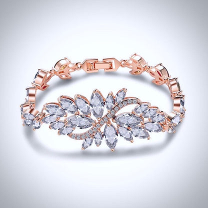 Luana - Cubic Zirconia Bridal Bracelet - Available in Yellow Gold, Silver and Rose Gold