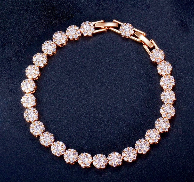 "Ingrid" - Cubic Zirconia Bridal Bracelet - Available in Rose Gold and Silver