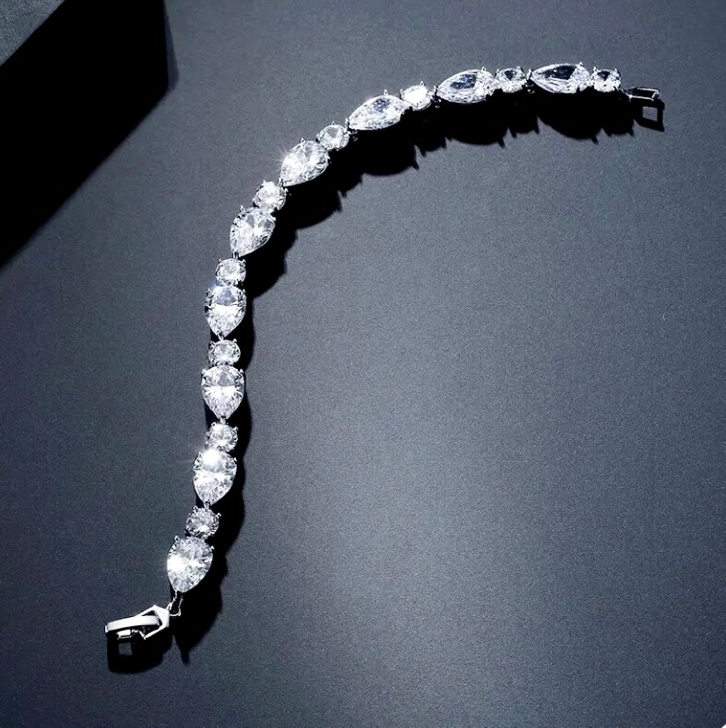 Colette - Cubic Zirconia Bridal Bracelet - Available in Silver, Rose Gold and Yellow Gold