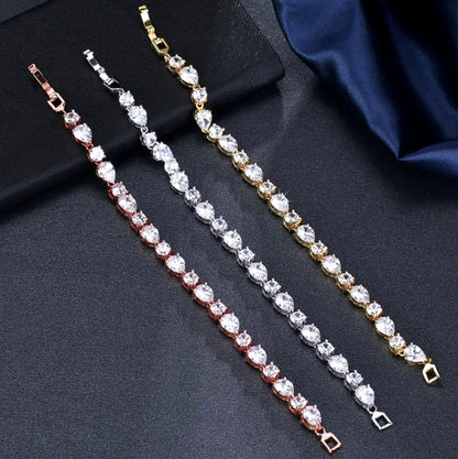 Colette - Cubic Zirconia Bridal Bracelet - Available in Silver, Rose Gold and Yellow Gold