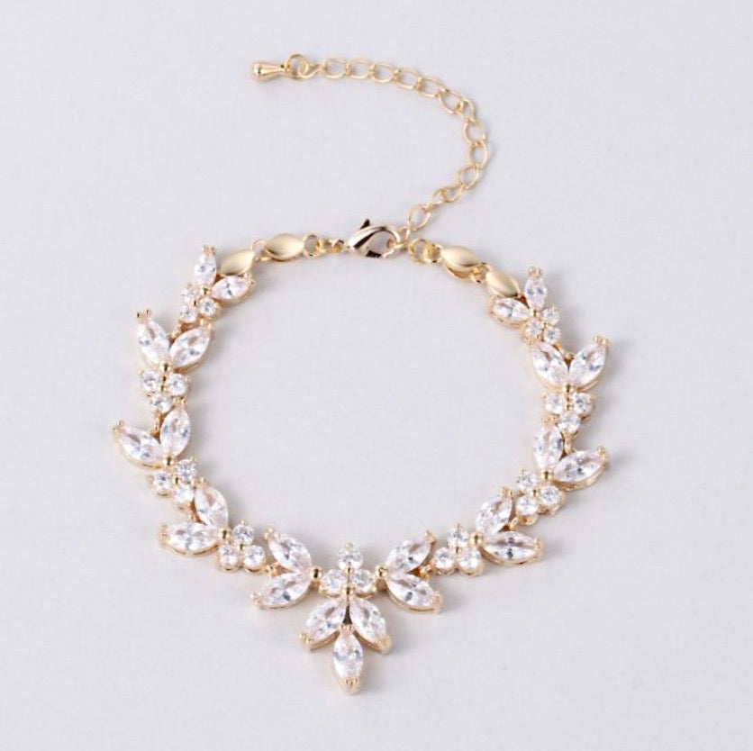 Patricia - Cubic Zirconia Bridal Bracelet - Available in Silver, Rose Gold and Yellow Gold