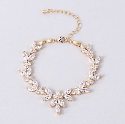 Patricia - Cubic Zirconia Bridal Bracelet - Available in Silver, Rose Gold and Yellow Gold