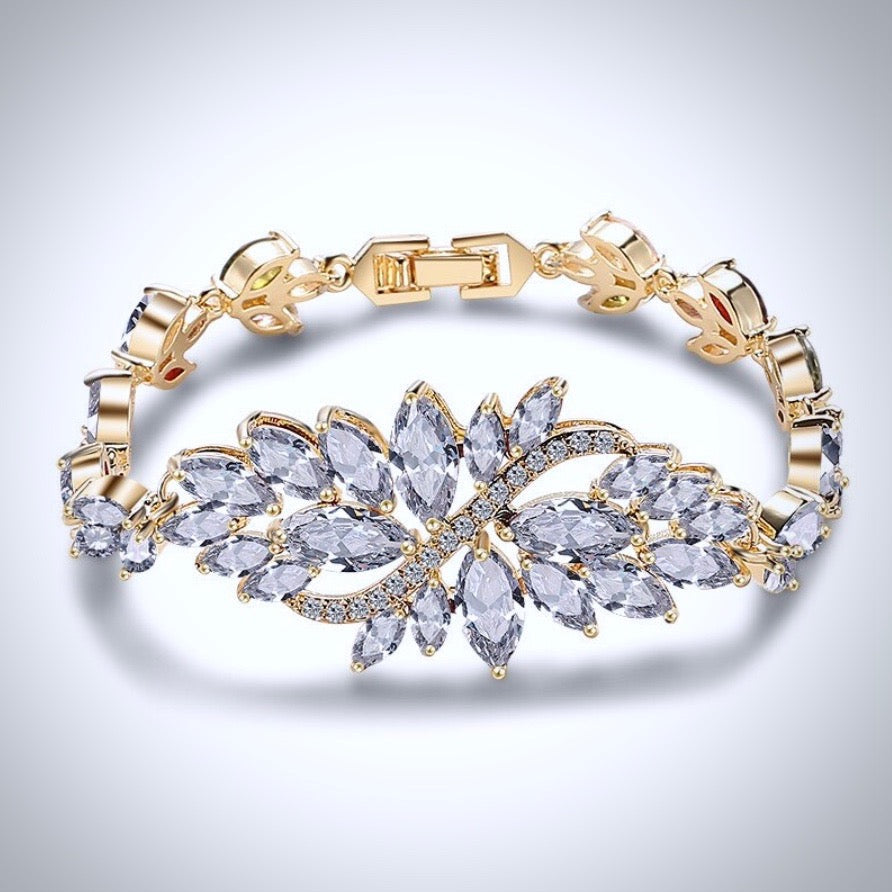 Luana - Cubic Zirconia Bridal Bracelet - Available in Yellow Gold, Silver and Rose Gold