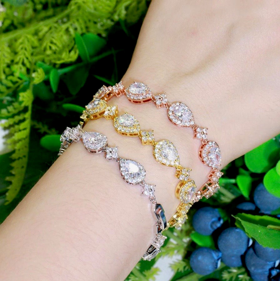 Kay - Cubic Zirconia Bridal Bracelet - Available in Silver, Rose Gold and Yellow Gold
