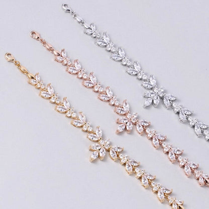 Patricia - Cubic Zirconia Bridal Bracelet - Available in Silver, Rose Gold and Yellow Gold