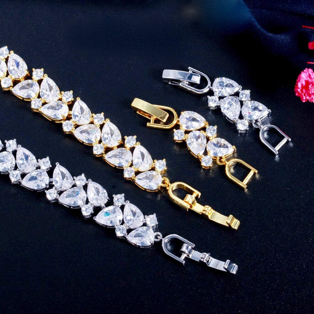 Jessica - Cubic Zirconia Bridal Bracelet - Available in Silver, Rose Gold and Yellow Gold
