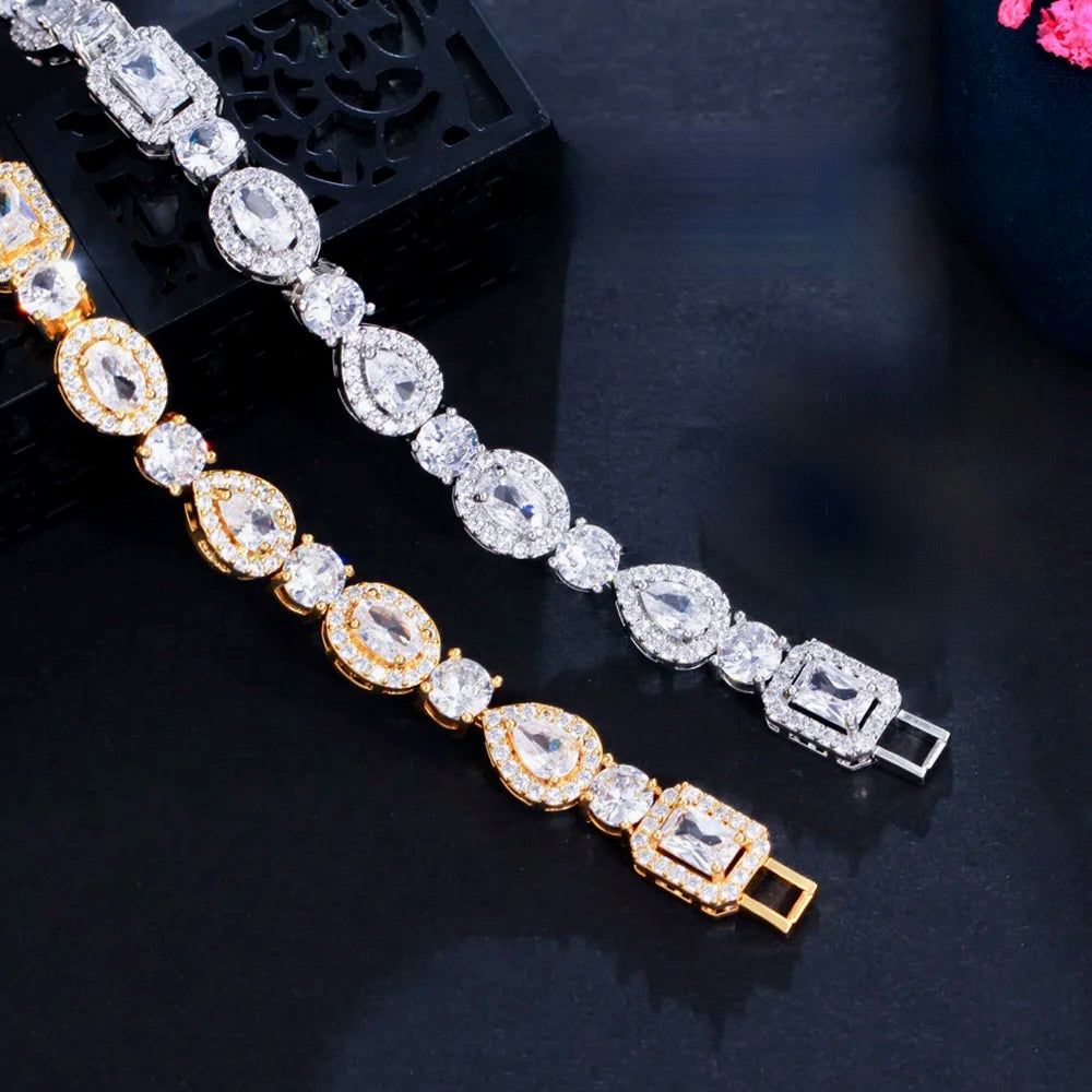 Zoysia - Cubic Zirconia Bridal Bracelet - Available in Silver, Rose Gold and Yellow Gold