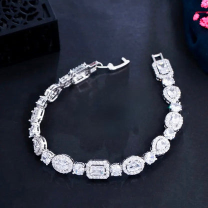 Zoysia - Cubic Zirconia Bridal Bracelet - Available in Silver, Rose Gold and Yellow Gold