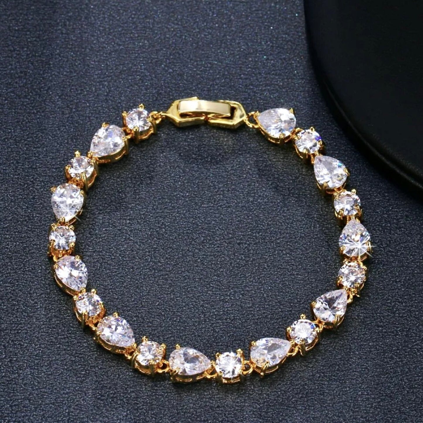 Colette - Cubic Zirconia Bridal Bracelet - Available in Silver, Rose Gold and Yellow Gold