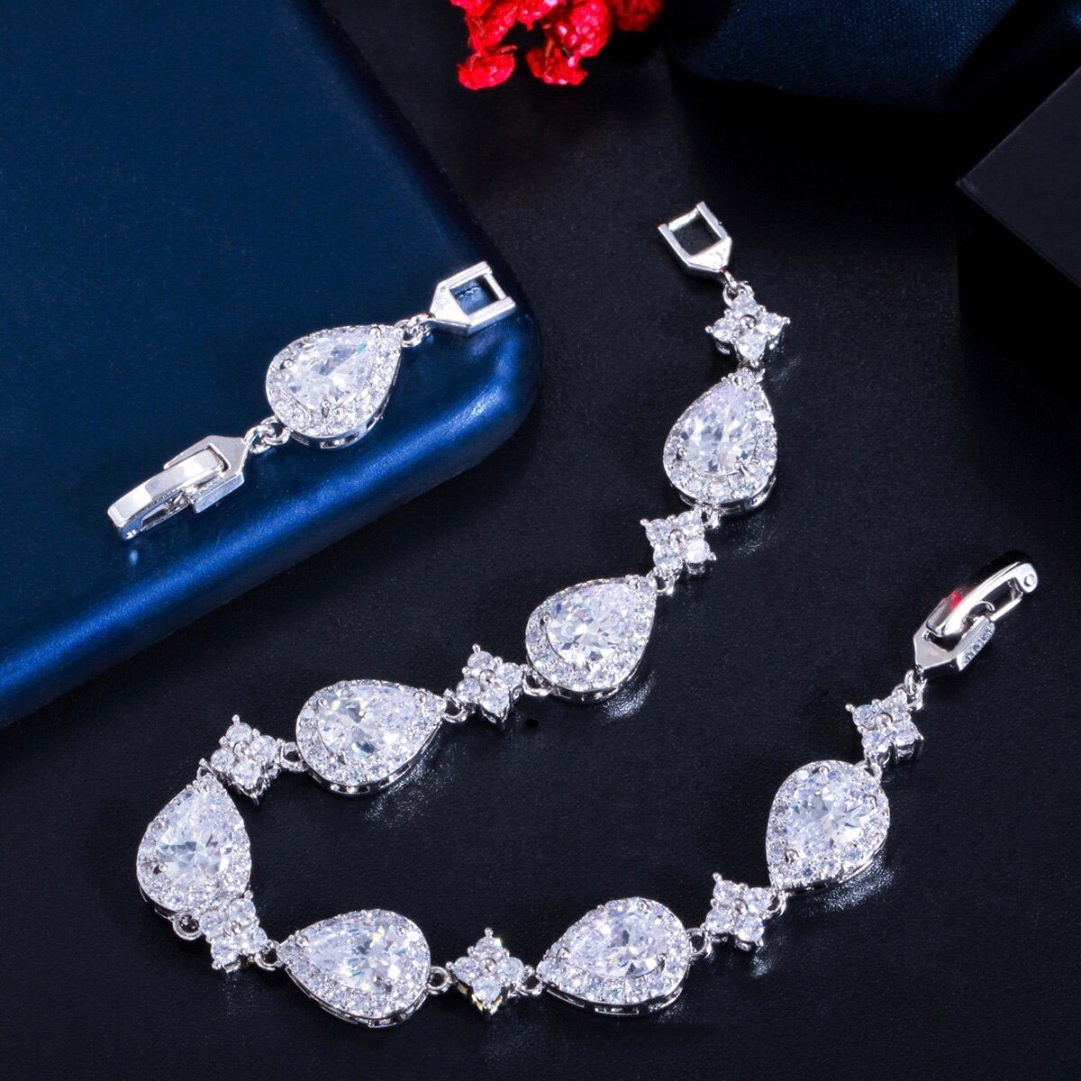 Kay - Cubic Zirconia Bridal Bracelet - Available in Silver, Rose Gold and Yellow Gold