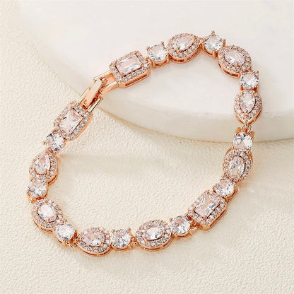 Zoysia - Cubic Zirconia Bridal Bracelet - Available in Silver, Rose Gold and Yellow Gold