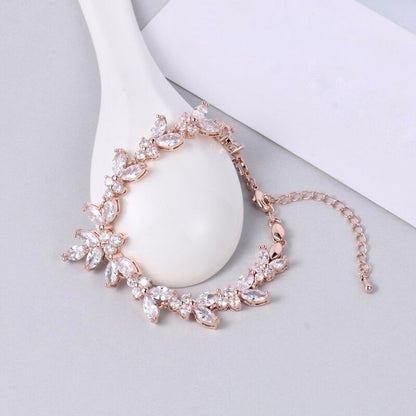 Patricia - Cubic Zirconia Bridal Bracelet - Available in Silver, Rose Gold and Yellow Gold