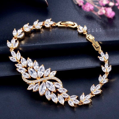 Luana - Cubic Zirconia Bridal Bracelet - Available in Yellow Gold, Silver and Rose Gold