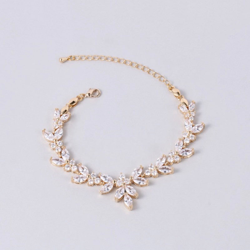 Patricia - Cubic Zirconia Bridal Bracelet - Available in Silver, Rose Gold and Yellow Gold