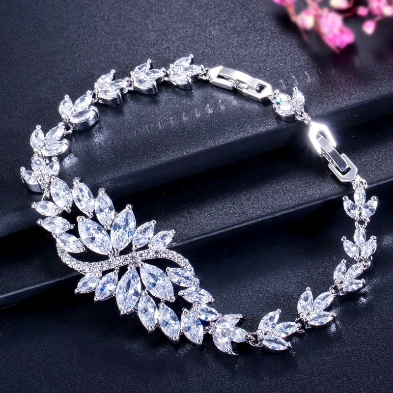 Luana - Cubic Zirconia Bridal Bracelet - Available in Yellow Gold, Silver and Rose Gold
