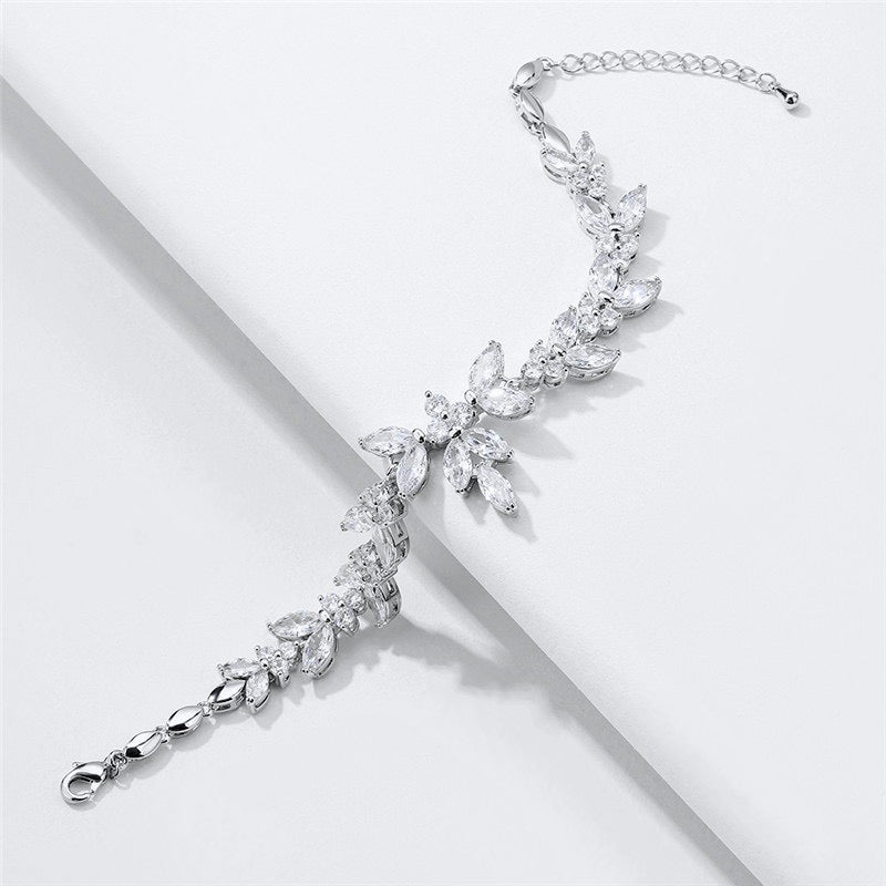 Patricia - Cubic Zirconia Bridal Bracelet - Available in Silver, Rose Gold and Yellow Gold