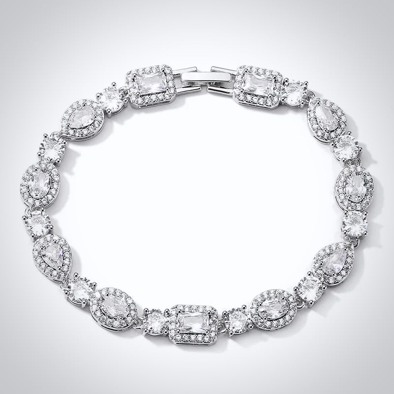 Zoysia - Cubic Zirconia Bridal Bracelet - Available in Silver, Rose Gold and Yellow Gold