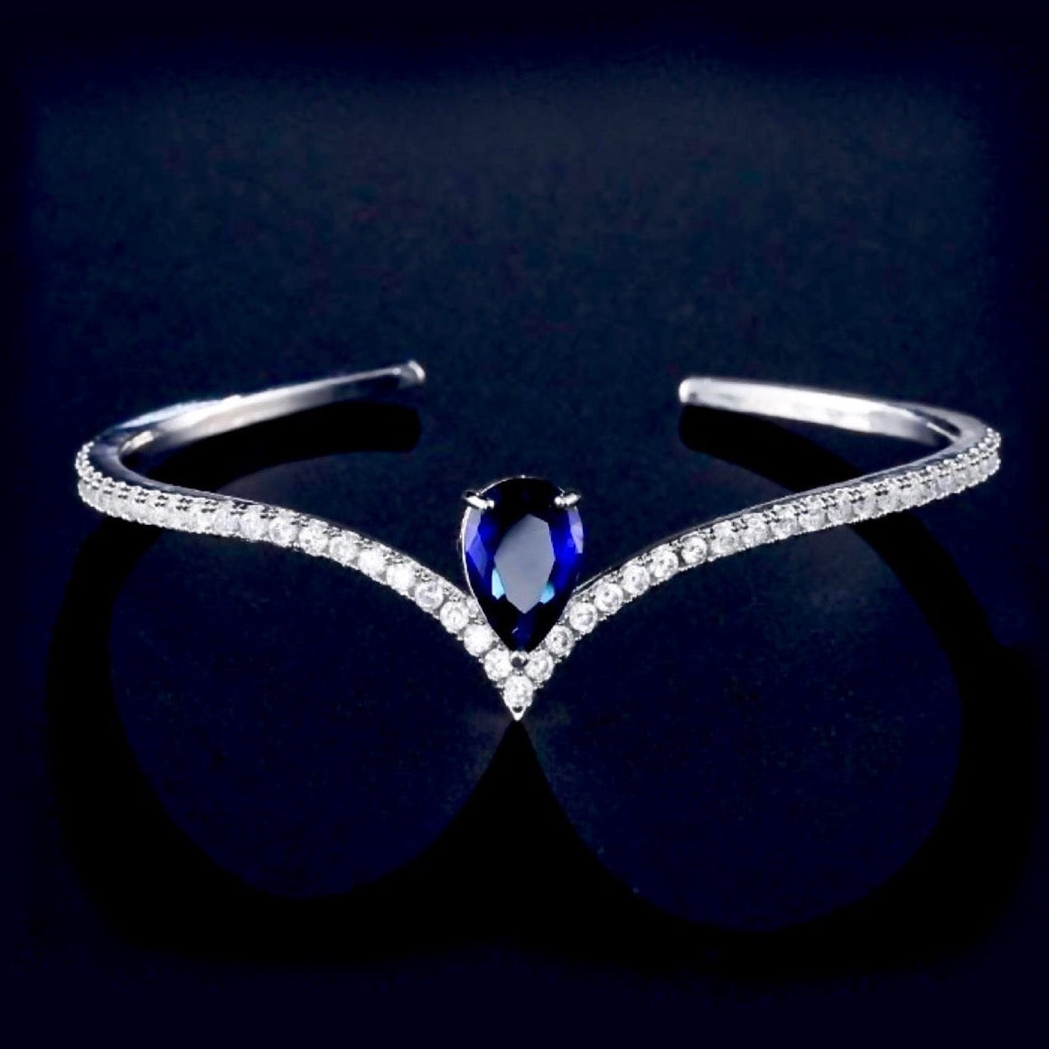Ayanna - Cubic Zirconia Bridal Bracelet - Available with Blue and Clear CZ