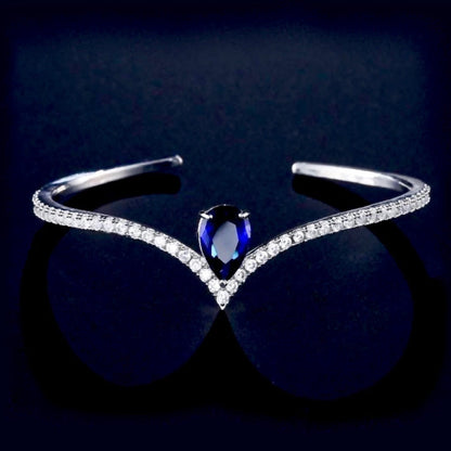 Ayanna - Cubic Zirconia Bridal Bracelet - Available with Blue and Clear CZ