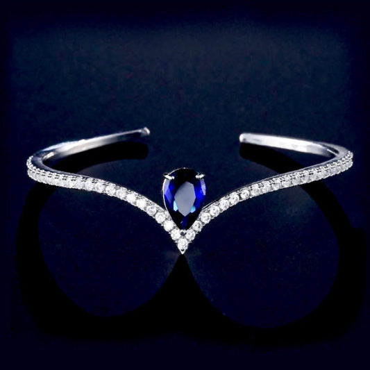 Ayanna - Cubic Zirconia Bridal Bracelet - Available with Blue and Clear CZ