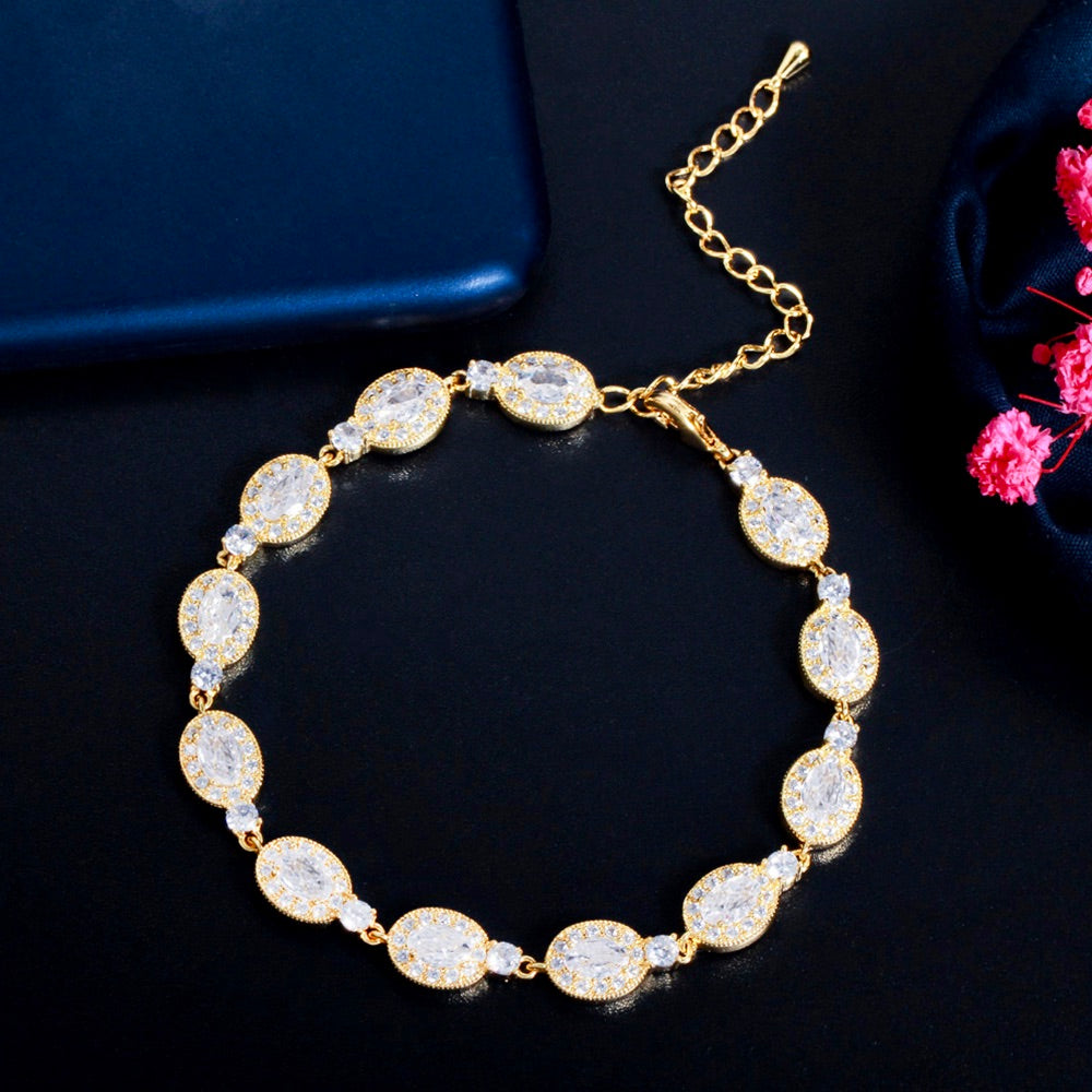Alexa - Cubic Zirconia Bridal Bracelet - Available in Silver, Rose Gold and Yellow Gold