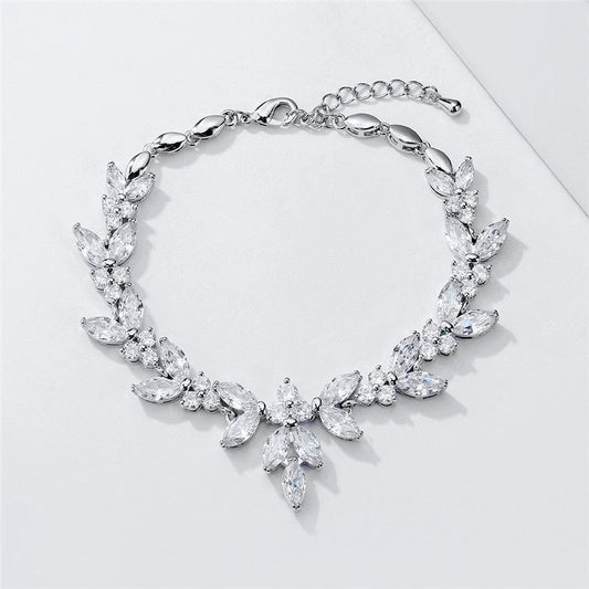 Patricia - Cubic Zirconia Bridal Bracelet - Available in Silver, Rose Gold and Yellow Gold