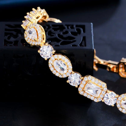 Zoysia - Cubic Zirconia Bridal Bracelet - Available in Silver, Rose Gold and Yellow Gold