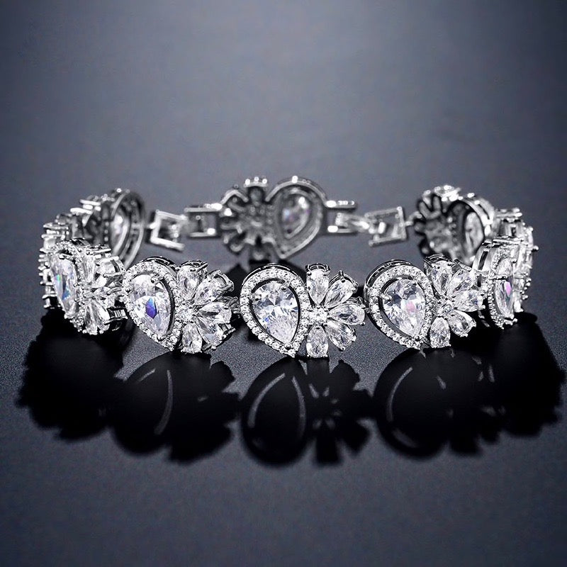 Maureen - Cubic Zirconia Bridal Bracelet - Available in Rose Gold and Silver