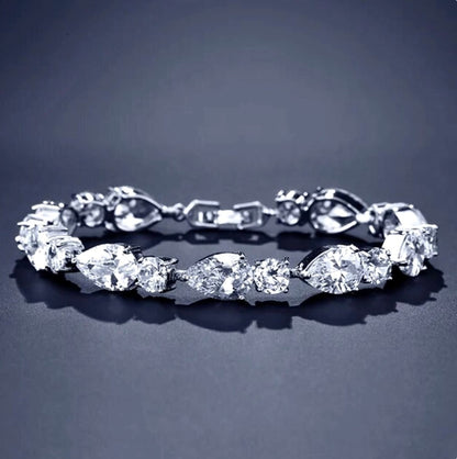 Colette - Cubic Zirconia Bridal Bracelet - Available in Silver, Rose Gold and Yellow Gold