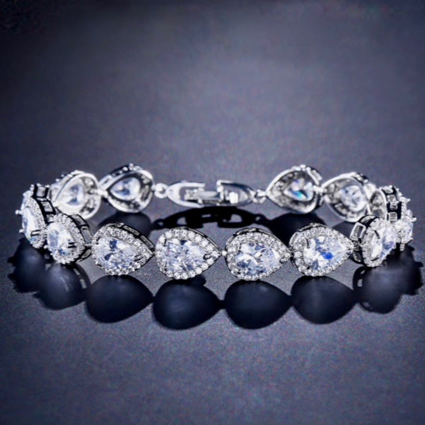 Francesca - Cubic Zirconia Bridal Bracelet - Available in Silver, Rose Gold and Yellow Gold