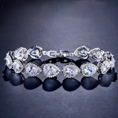 Francesca - Cubic Zirconia Bridal Bracelet - Available in Silver, Rose Gold and Yellow Gold